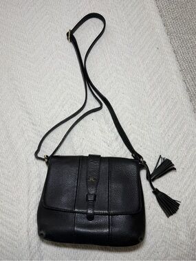 MASHAD premium leather Black  Crossbody Bag with Tassel Detail